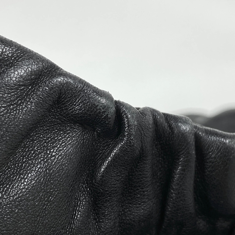 Prada Logo Chain Shoulder Bag Nappa Leather Gathered Nero Black - Picture 3 of 6